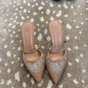 Elegant Tan Embellished Women's Heels